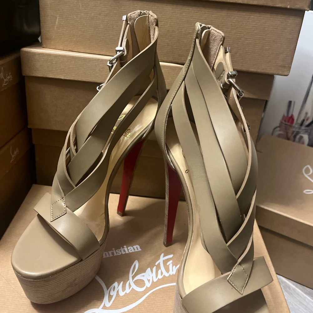 Christian Louboutin Beige Strappy Heels